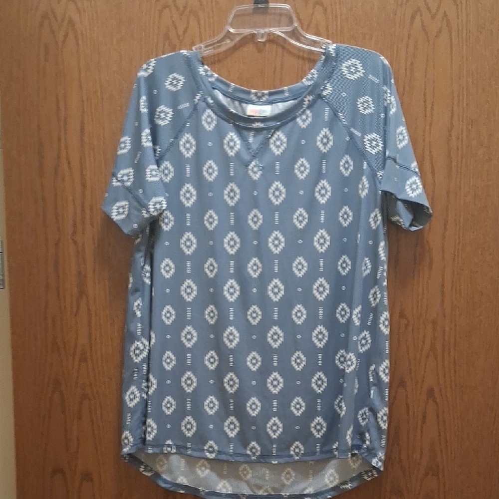 LuLaRoe Blue and White Relaxed Blouse